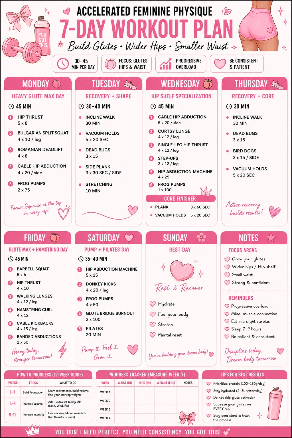 7-day workout plan graphic